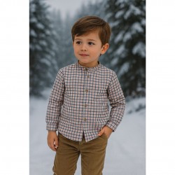 Babidu Boys Checked Shirt And Corduroy Trousers Set
