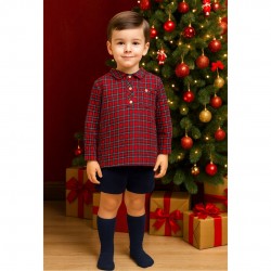 Babidu Boys Red Tartan Shirt and Shorts Set