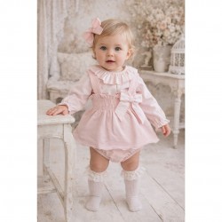 Calamaro Pink Dress with Side Bow, Top and Pants Set