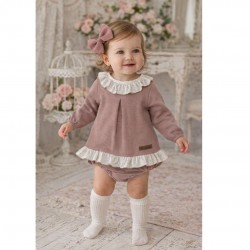 Calamaro Pink Ribbed Smock Dress with Knickers