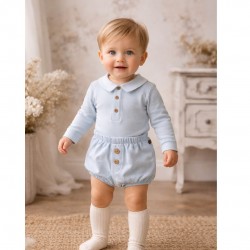 Calamaro Boys Blue Jam Pant Set with button detailing