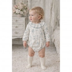 Calamaro Cream and Turquoise Romper