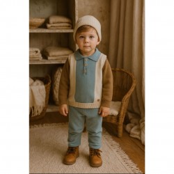 Granlei Boys Knitted Tri Colour Polo Shirt Set