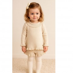 Granlei Beige Knitted Dress And Shorts Set