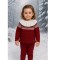 Granlei  Red Knitted Trouser Set With A Ruffle Collar