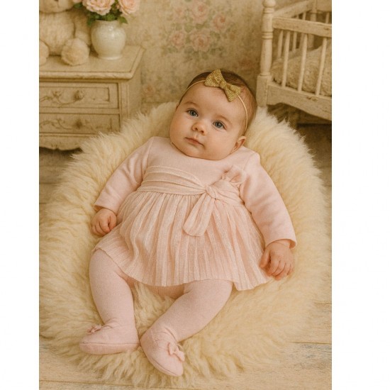 Granlei Pink Knitted Dress And Shorts Set