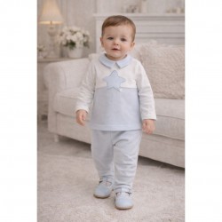 Deolinda blue quilted star trouser set 