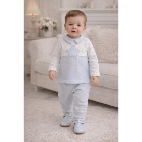 Deolinda blue quilted star trouser set 