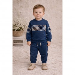 Deolinda Boys Blue Tracksuit With Check Detailing