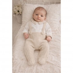 Deolinda beige dungaree style babygrow 