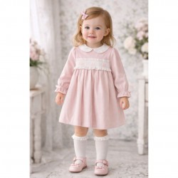 Deolinda Long Sleeved Pink Corduroy Dress With Daisy's