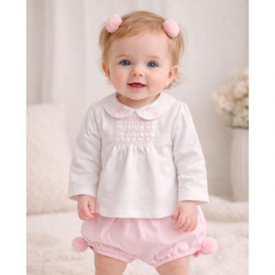 Deolinda Pink Velour Jam Pant Set With Rabbit Collar 