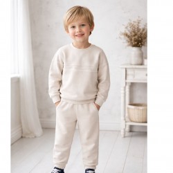 Deolinda Boys Striped Tracksuit in Beige 