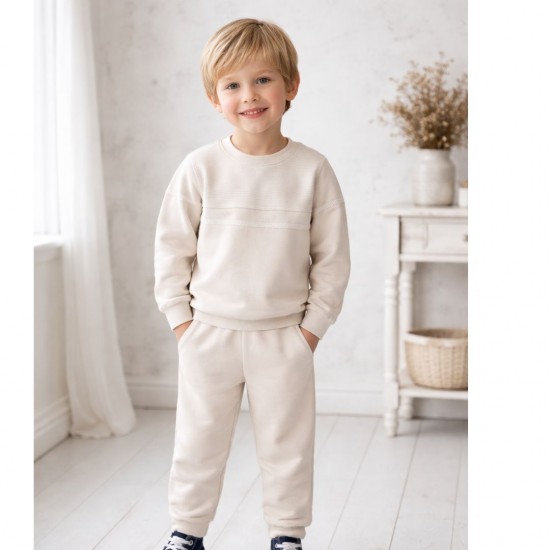 Deolinda Boys Striped Tracksuit in Beige 