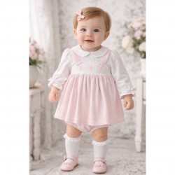 Deolinda Pink and White Dotted Dress With Knickers