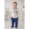 Deolinda Boys Tan and Blue Trouser Set With Checked Collar