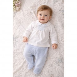 Deolinda Two Piece Velour Set With Rabbit Collar In Pink or Blue