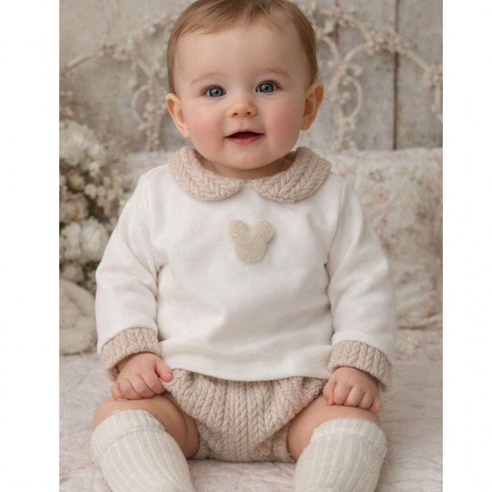 Deolinda long sleeve beige cable knit set