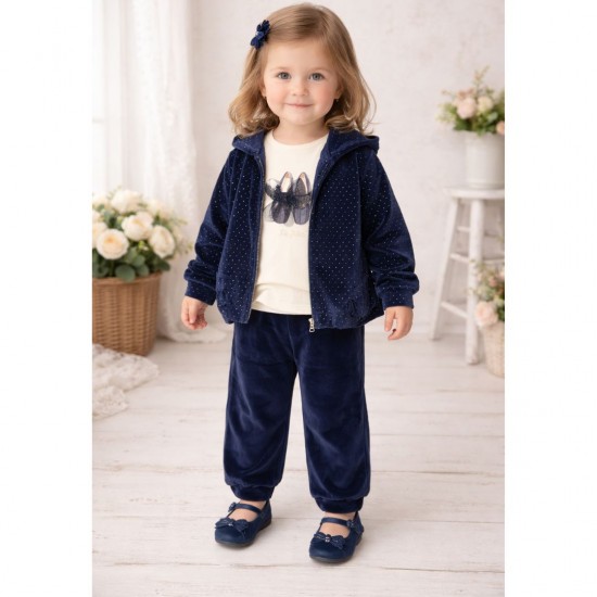 Mayoral Navy Three Piece Velour Tracksuit
