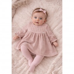 Mayoral Pink Velvet Pleated Dress