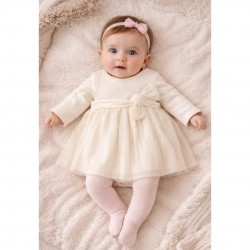 Mayoral Cream Pleated Dress