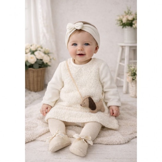 Mayoral Cream Jumper Dress With Dog Detail