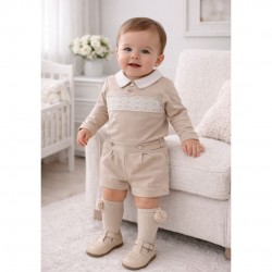 Mintini Baby Beige Top And Short Set