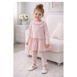 Mintini Older Girls Pink Long Sleeved Legging Set with Bow