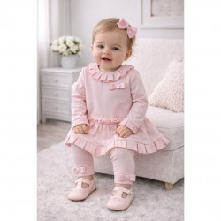 Mintini Pink Long Sleeved Legging Set with Bow