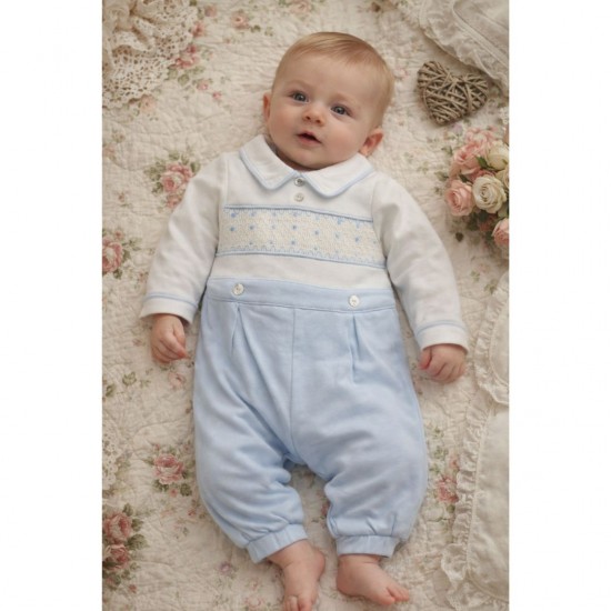 Mintini Baby blue and white footless babygrow