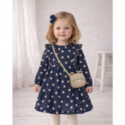 Mayoral Navy Spotty Dress With Bag