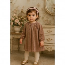 Mayoral Rose Gold Sparkly Smock Dress