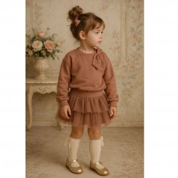 Mayoral Rose Gold Jumper With Tulle Skirt