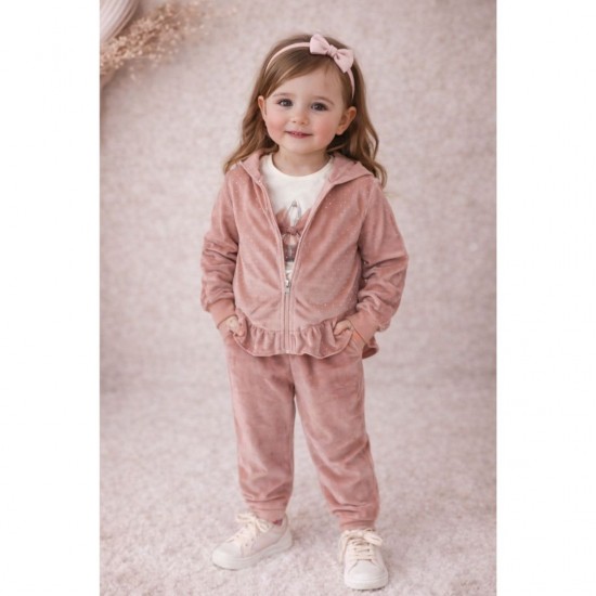 Mayoral Rose Gold Three Piece Velour Tracksuit