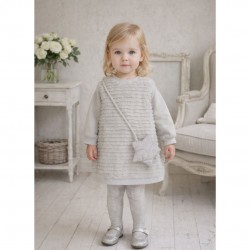 Mayoral Silver Fluffy Jumper Dress With Bag