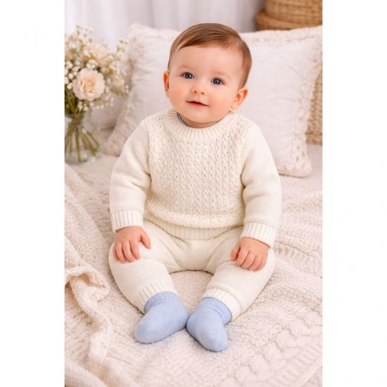 Little Nosh Cream Knitted Jumper and Trousers