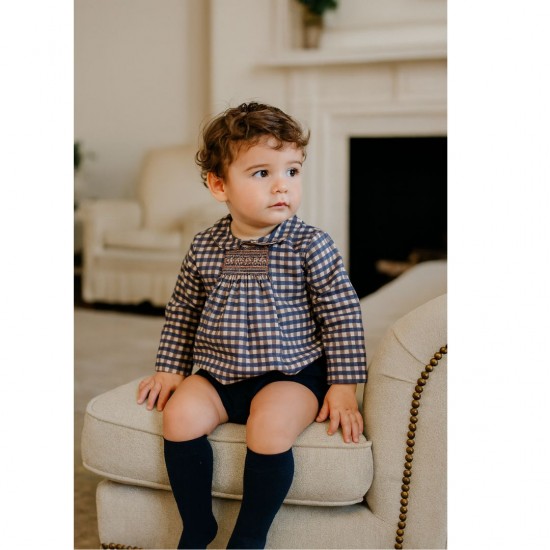 Babidu Boys Checked Shirt And Corduroy Jam Pants Set