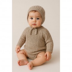 Babidu Unisex Cable Knit Jam Pants Set With Bonnet