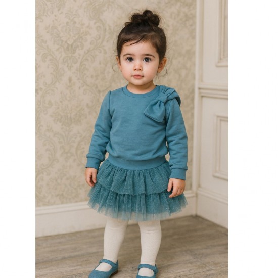 Mayoral Blue Jumper With Tulle Skirt