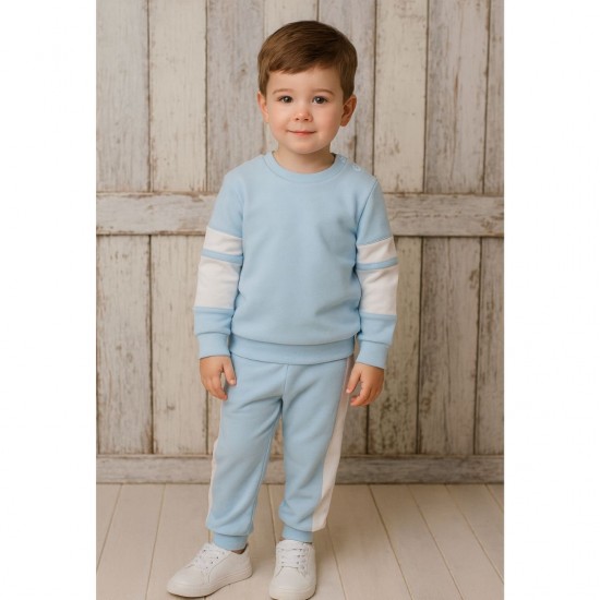 Blue And White Jumper And Trouser Set