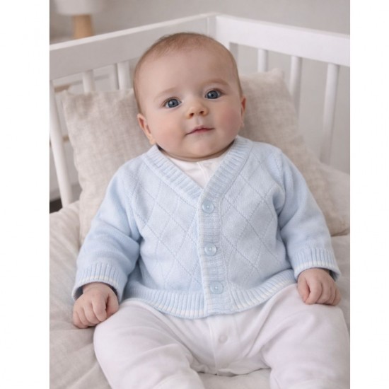 Dandelion Blue Knitted Diamond Pattern Cardigan