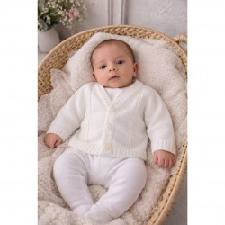 Dandelion White Knitted Cable Knit Cardigan