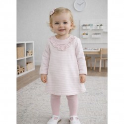 Tutto Piccolo Pink Striped Quilted Dress And Tights