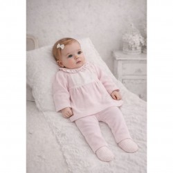 Tutto Piccolo Pink Velour Top And Footed Trouser Set