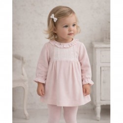 Tutto Piccolo Pink Velour Dress With TIghts