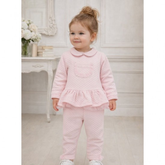 Tutto Piccolo Pink Quilted Top And Leggings Set