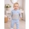 Tutto Piccolo Blue Crew Neck Tracksuit With Beige Check