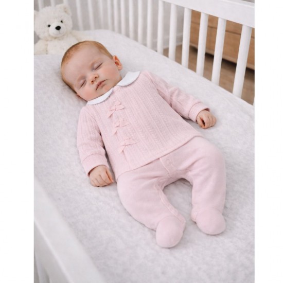 Tutto Piccolo Pink  Babygrow With Braided Pattern