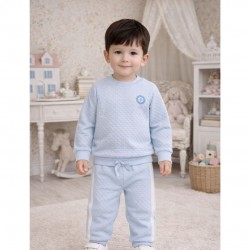 Tutto Piccolo Blue Diamond Print Top And Trouser Set