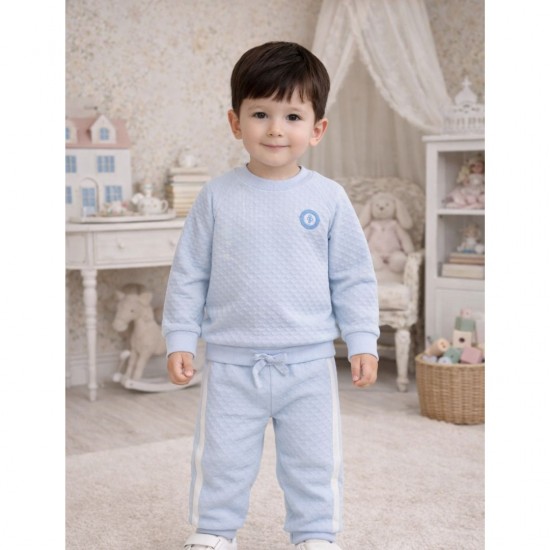 Tutto Piccolo Blue Diamond Print Top And Trouser Set